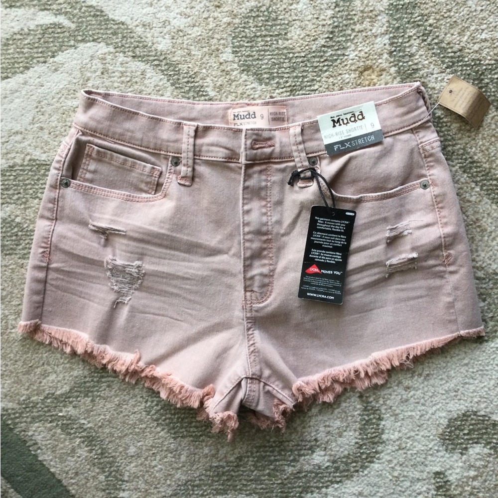 Mudd pink high rise shortie, FLX stretch, size 9